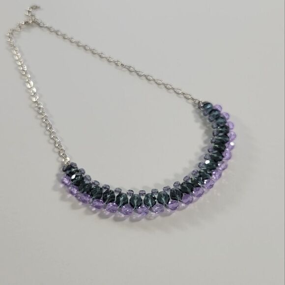 NWT925 Sterling Silver Necklace w Knit Beadwork 21" - Picture 2 of 3